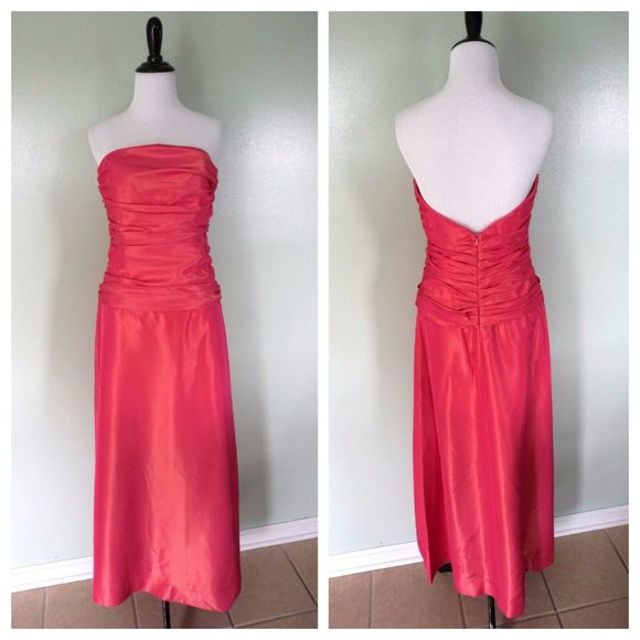 SIRI Long Pink Ruched  Formal Party Dress Gown - Picture 1 of 5